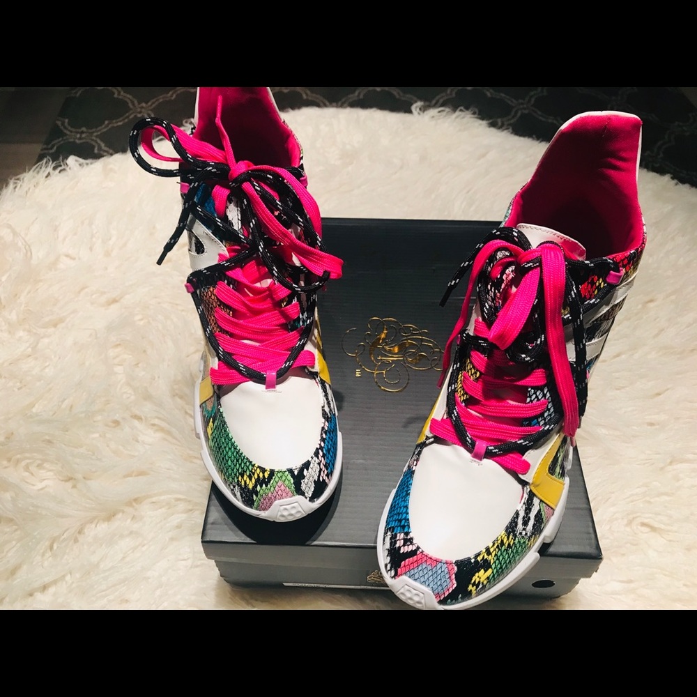 Lace ‘Em Up Snake Print Wedge Sneakers